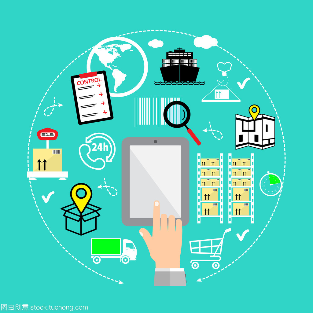 互聯(lián)網(wǎng)購物時(shí)代下的平面設(shè)計(jì) 現(xiàn)代矢量圖圖表與采購產(chǎn)品的高效整合